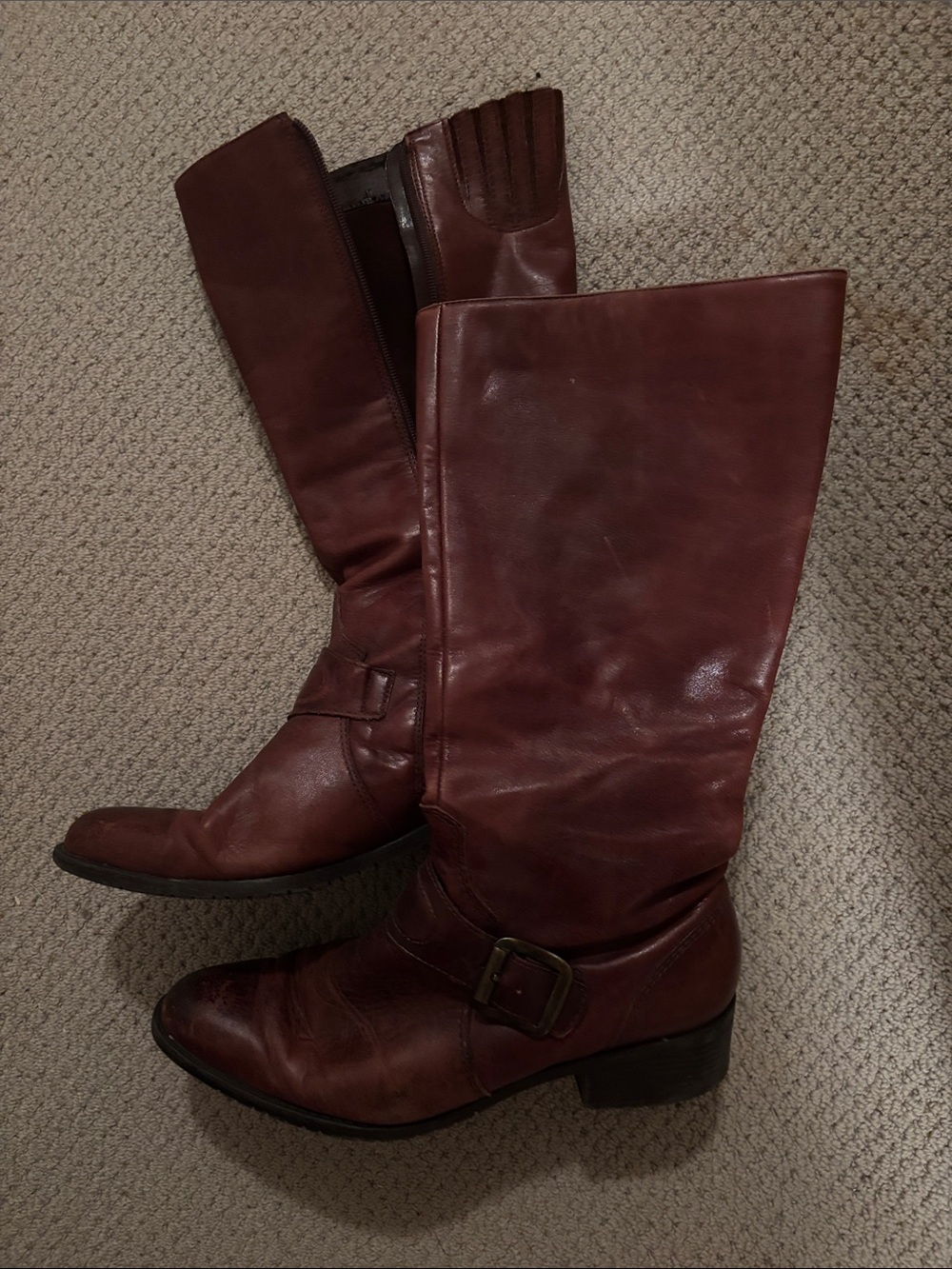 Naturalizer Women's Tall Leather Riding Boots - Burgundy